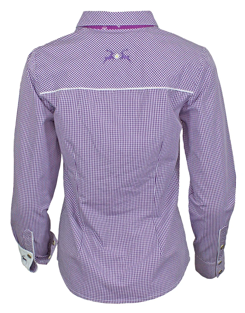 Maddox Damen Langarm Trachtenbluse Innsbruck - Lila Pflaume