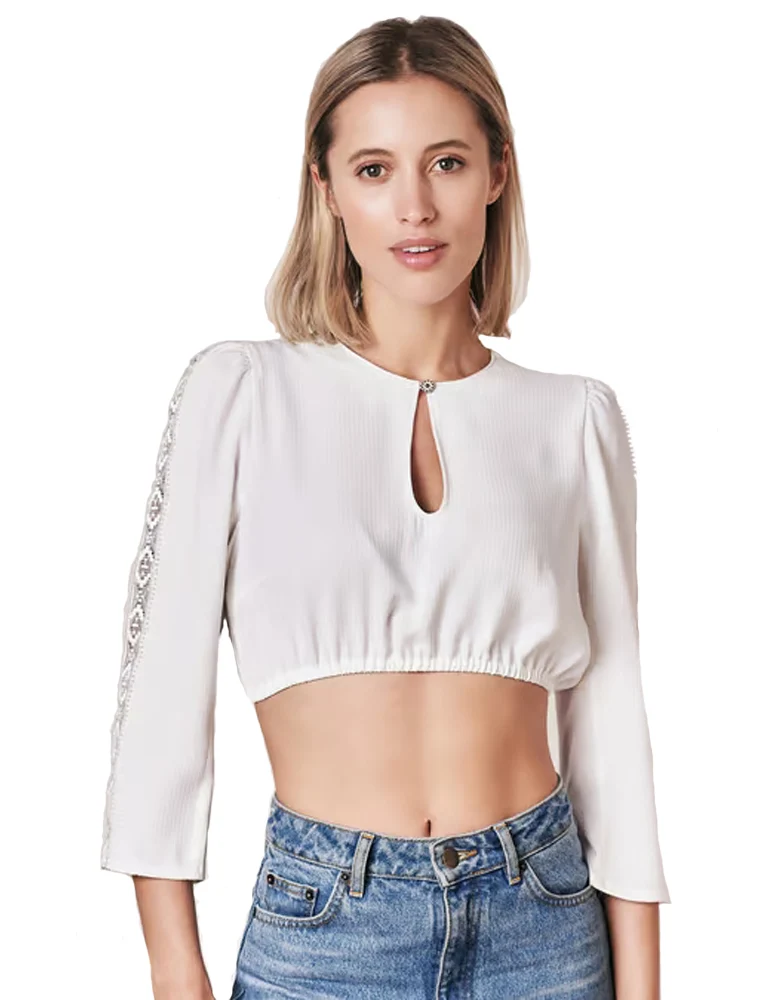 Julia Trentini Damen Dirndlbluse "Romina" 7/8 Langarm 710265 | Ecru