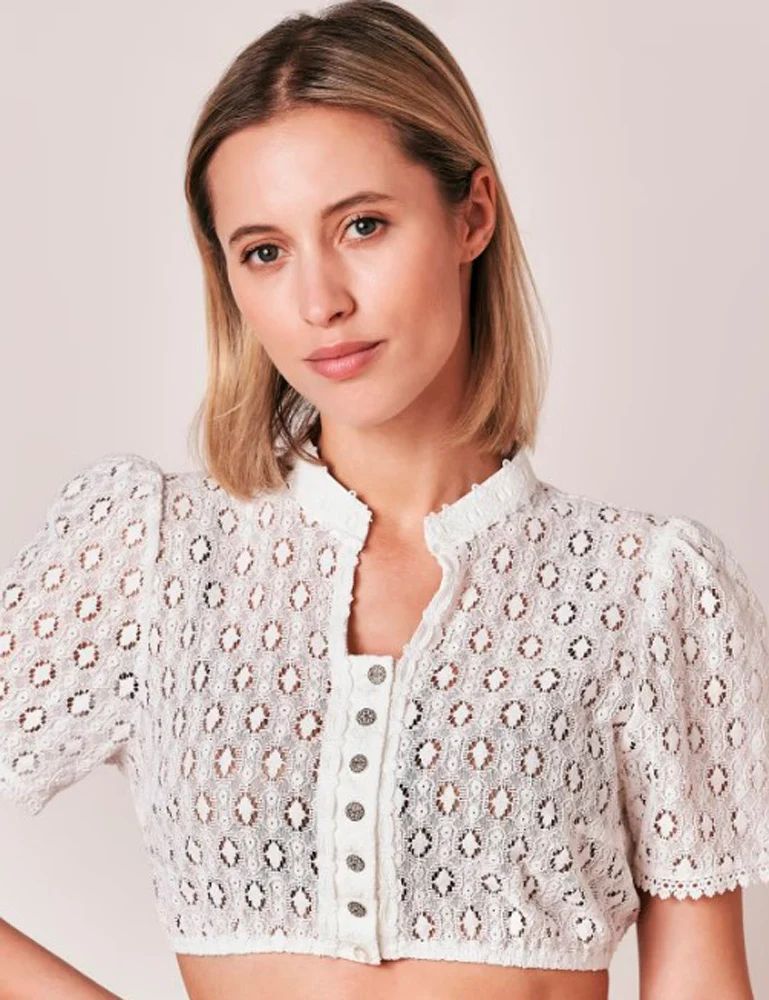 Julia Trentini Dirndlbluse "Margareta" Traditionell Halbarm 710065 | Ecru