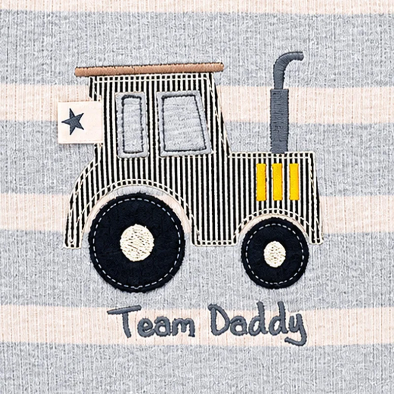 BONDI Baby Jungen Langarmshirt "Team Daddy" 94051 | Stripe Grey/Beige
