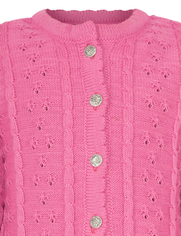 Isar-Trachten Kinder Strickjacke "Leonie" Ajourmuster 47063 | Pink
