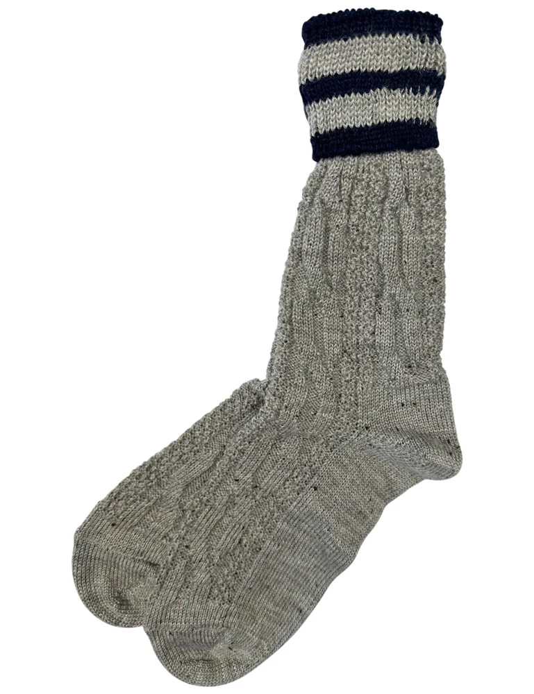 Trachten Umschlagsocken mit Bündchen Zopfmuster - Trachtenstrümpfe | Nuss Marine