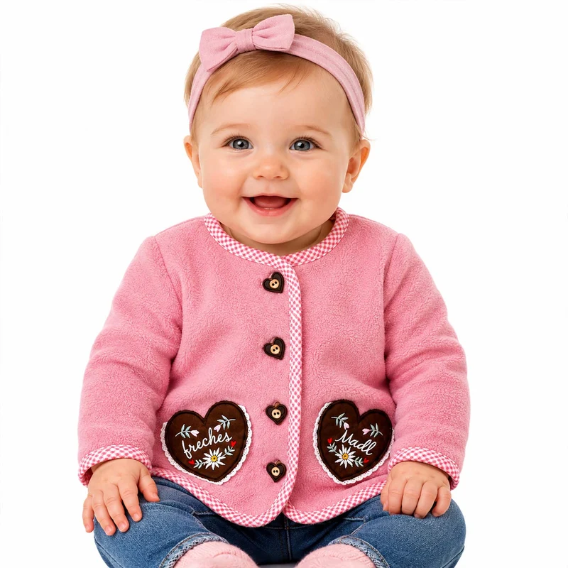 BONDI Baby Mädchen Fleecejacke "Freches Madl" 86851 | Old Rose