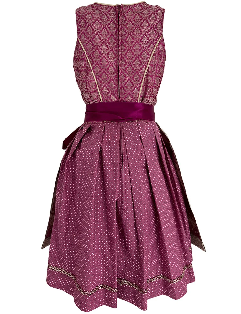 Isar-Trachten Jugend Dirndl "Beata" Blümchenmuster 43633 | Beere Champagner