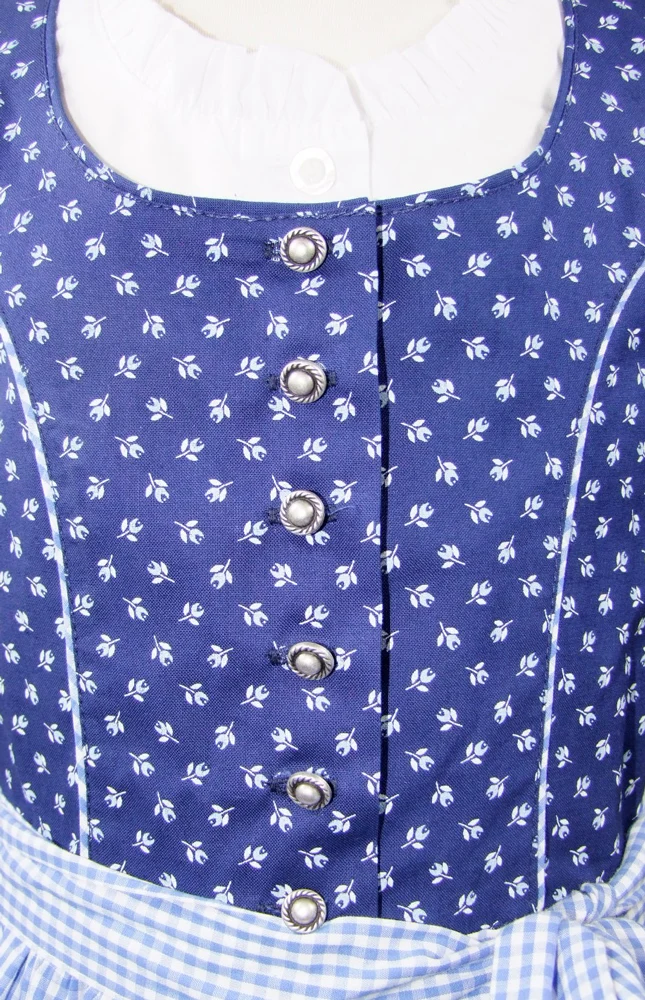 Isar-Trachten Kinder Dirndl "Melanie" 3-tlg. mit Bluse 64376 | Traditionell Blau