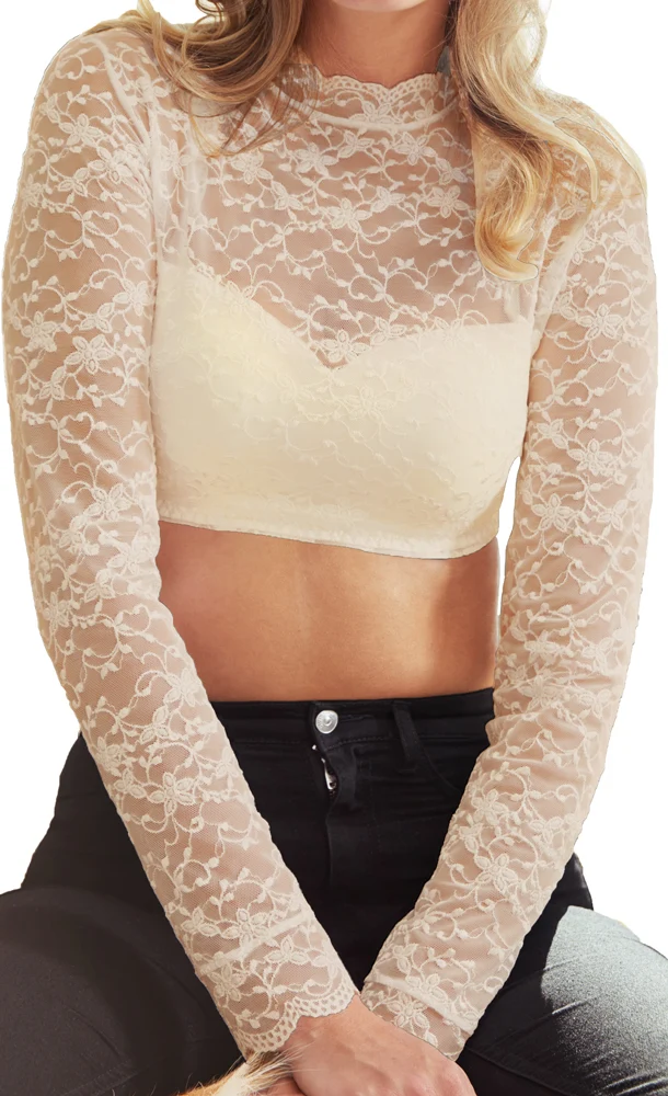 Nina von C. Spitzen Dirndlbluse "Jenna" Langarm 48470971 | Champagner