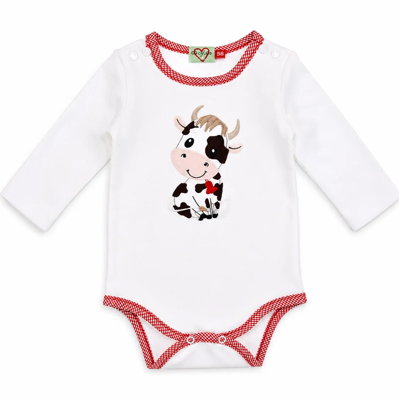 BONDI Baby Langarm Body "Kuh" 93773 | Offwhite Weiß