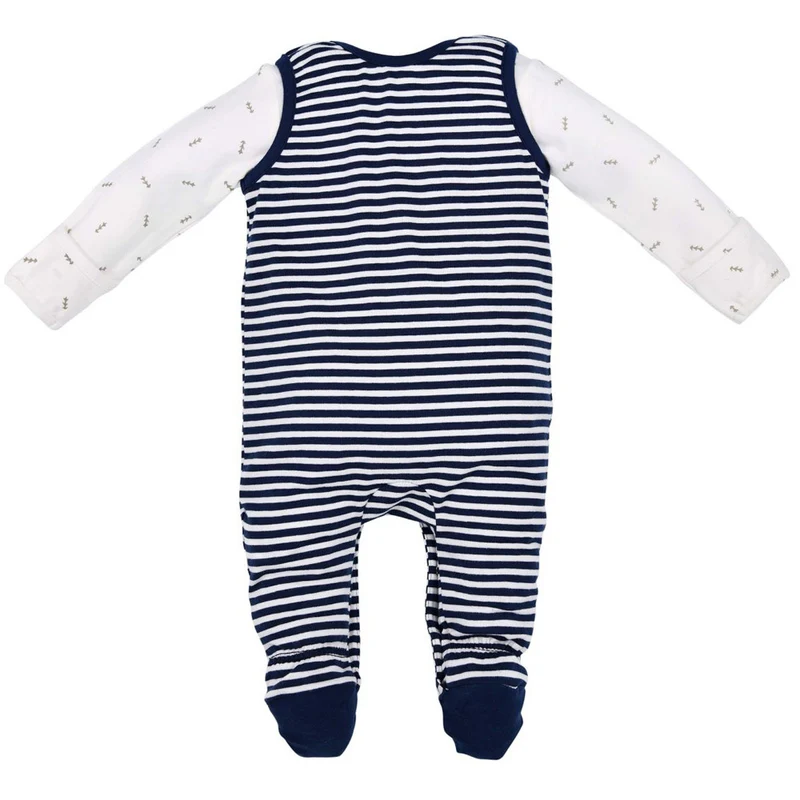 BONDI Baby Strampler "Feuerwehr" 93684 - Navy / Weiß geringelt | Jungen Babystrampelanzug