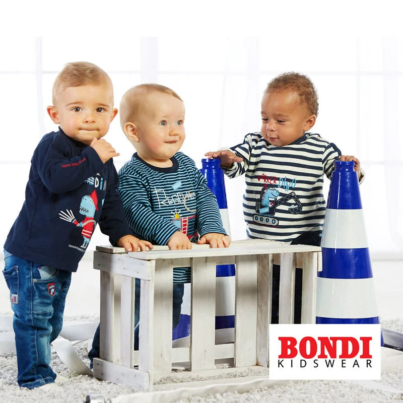 BONDI Baby Strampler "Feuerwehr" 93684 - Navy / Weiß geringelt | Jungen Babystrampelanzug