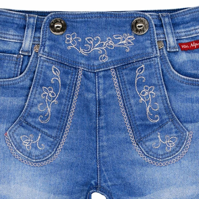 BONDI Mädchen Trachten Jeans Bermuda Hose 26087 | Blue Denim