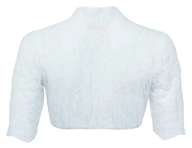 Pierre Marcel Damen Halbarm Spitzen Dirndlbluse Ylvie mit Stehkragen - Weiß