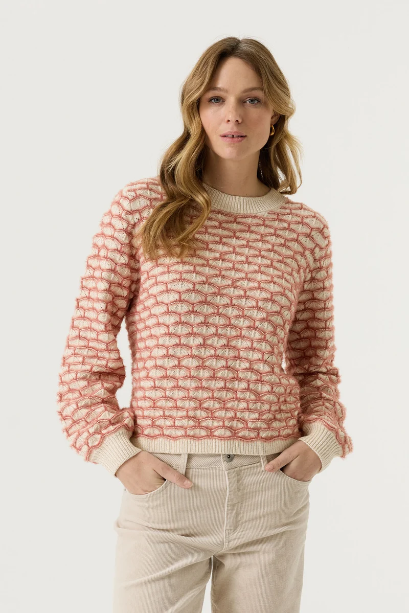 Strukturierter Pullover mit rundem Ausschnitt