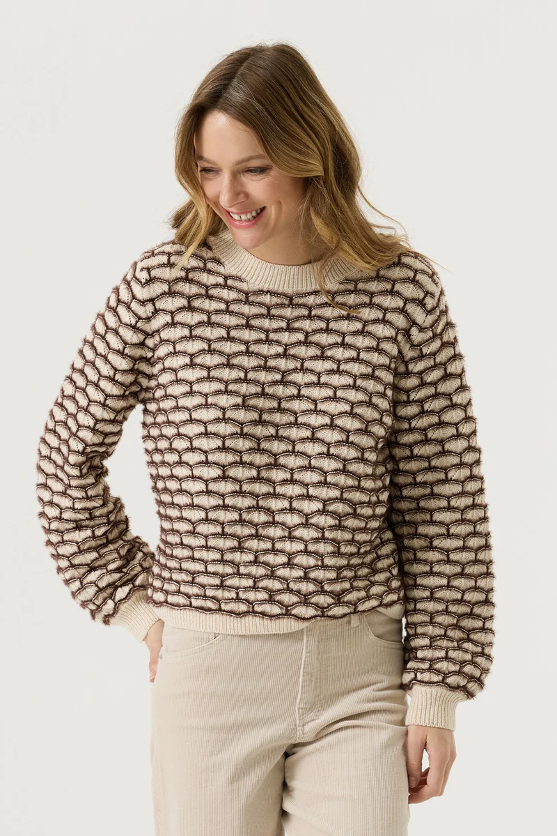 Strukturierter Pullover mit rundem Ausschnitt
