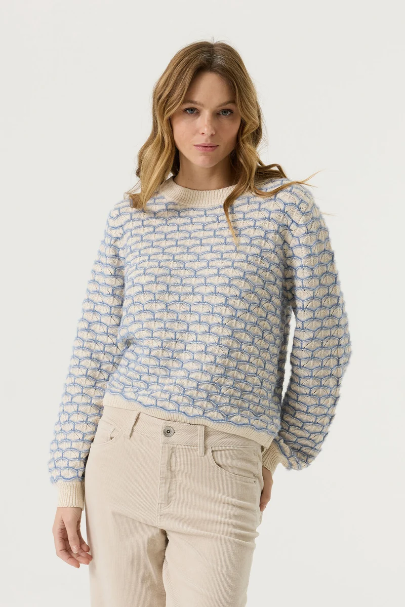 Strukturierter Pullover mit rundem Ausschnitt