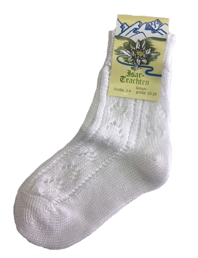 Kinder Trachten Socken Häkellook Ajour 11041 | Weiß