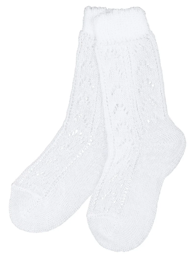 Kinder Trachten Socken Häkellook Ajour 11041 | Weiß
