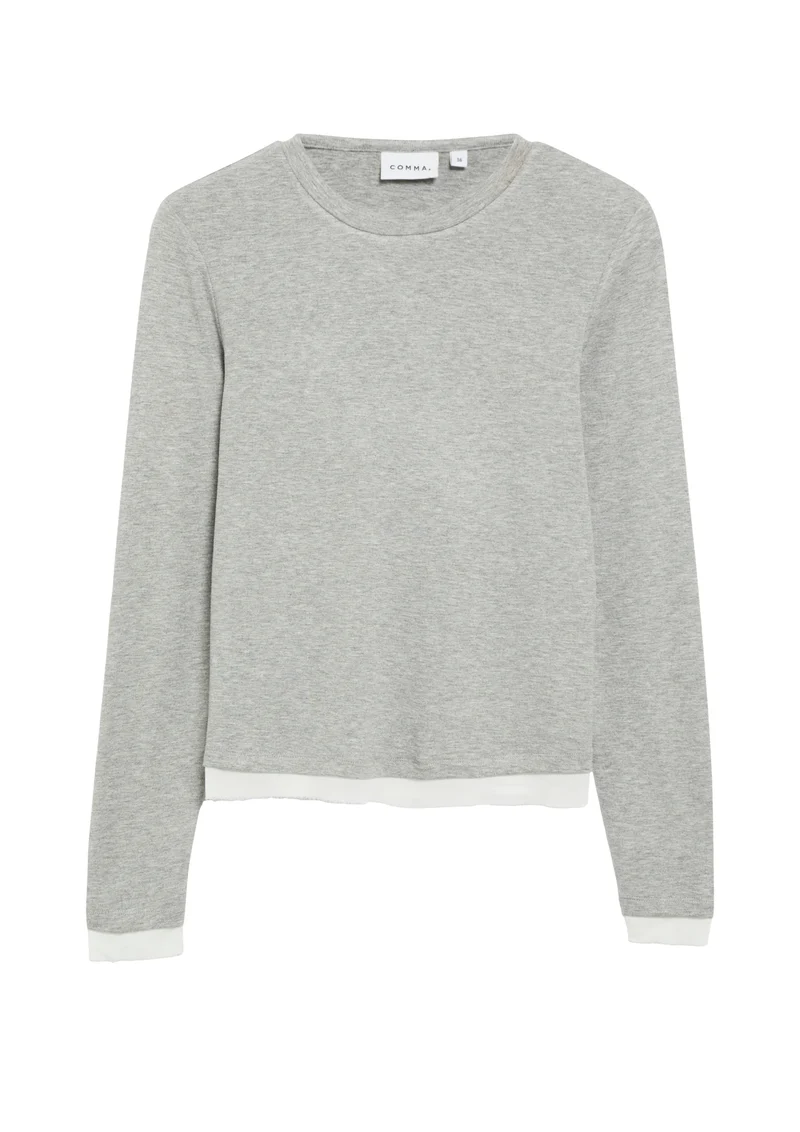 Langarmshirt mit Kontrast-Details