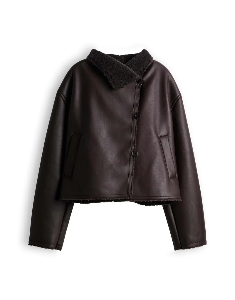 VALESA Kunstlederjacke in Shearling-Optik