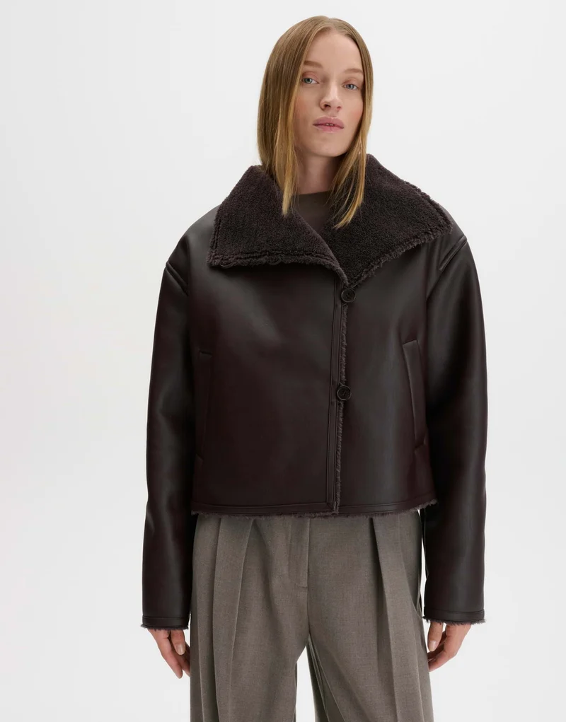 VALESA Kunstlederjacke in Shearling-Optik