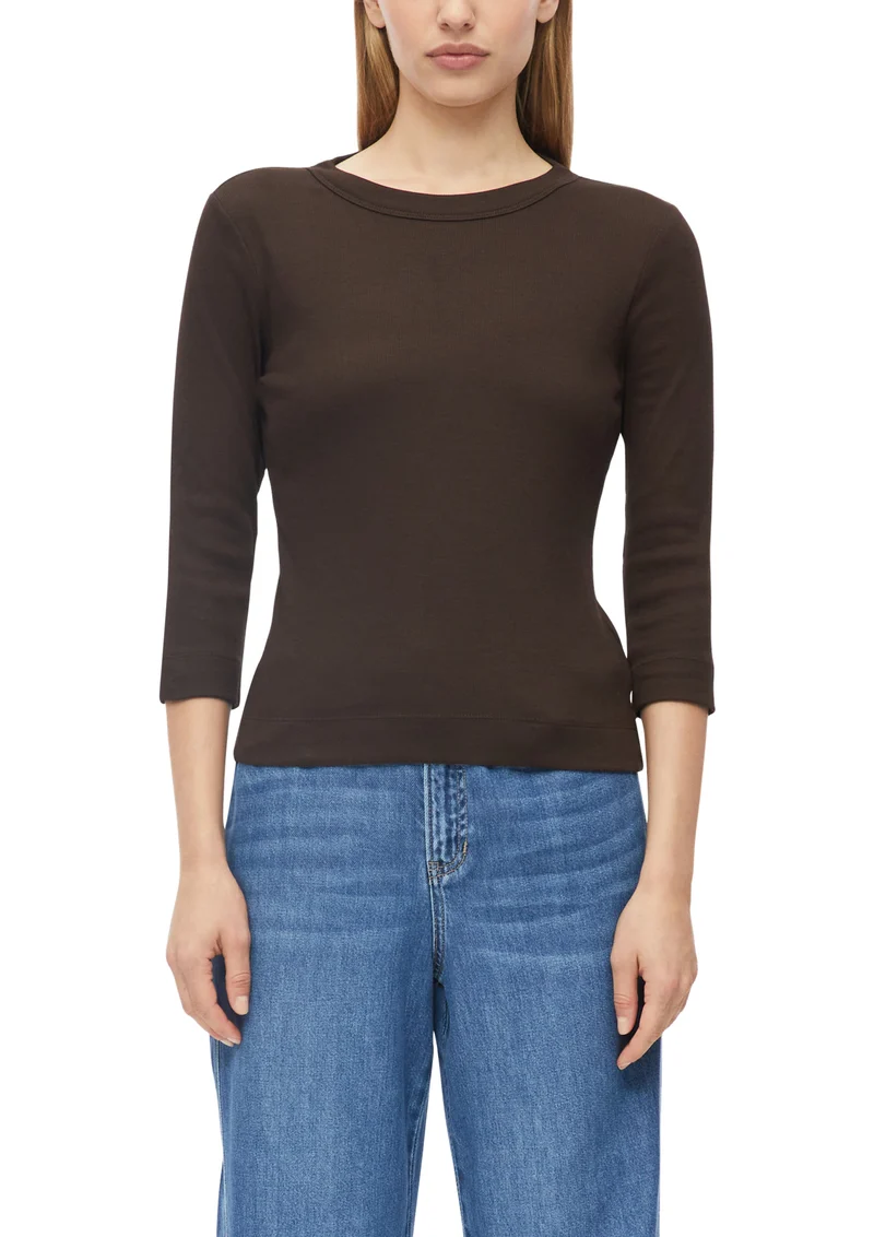 3/4-Arm-Rippshirt im Slim Fit