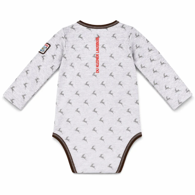 BONDI Baby Langarm Body "Lausbub" 91582 | Grey Melange