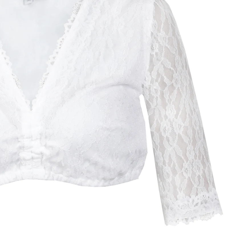 MarJo Damen Spitzen Dirndlbluse "Jalisa-Vida" Halbarm | Weiß