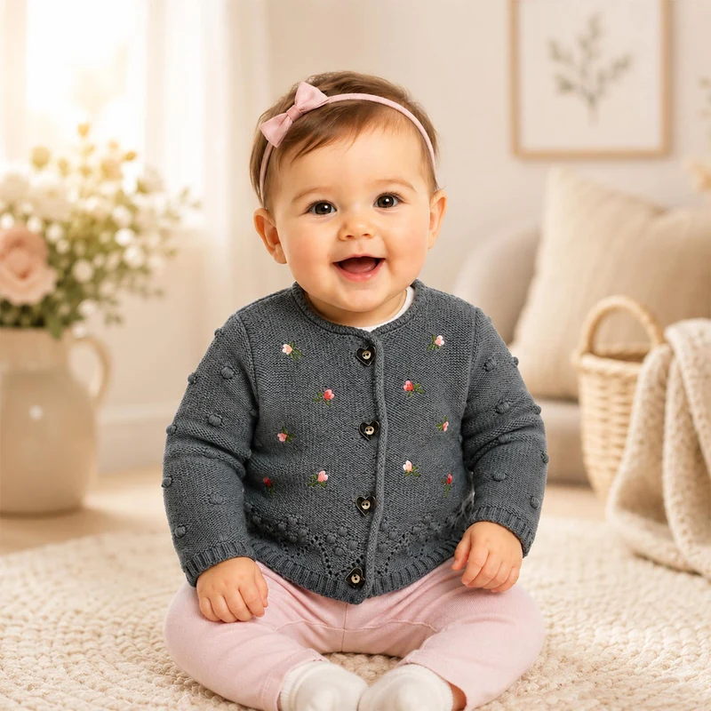 BONDI Baby Mädchen Strickjacke 86993 | Dark Green