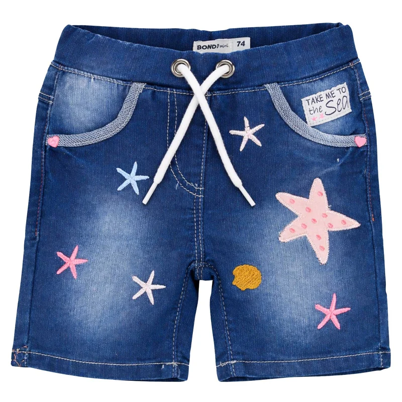 BONDI Baby Mädchen Jeansshort Bermuda "Marine Life" 86698 | Blue denim