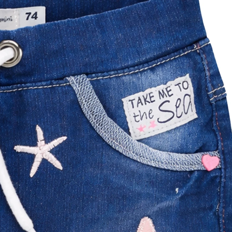 BONDI Baby Mädchen Jeansshort Bermuda "Marine Life" 86698 | Blue denim