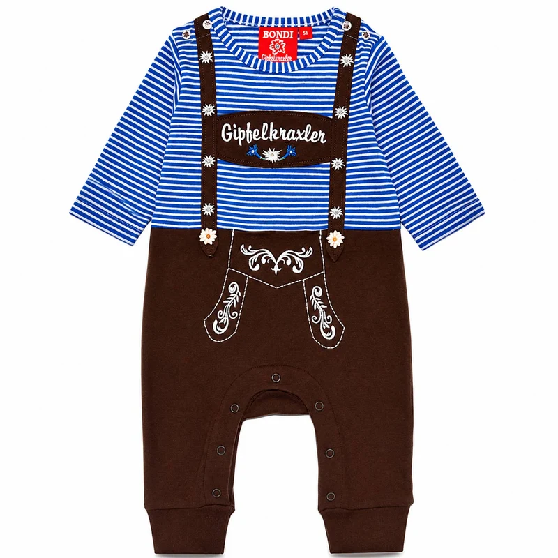 BONDI Baby Strampler "Gipfelkraxler" 91837 | Stripe blue grey
