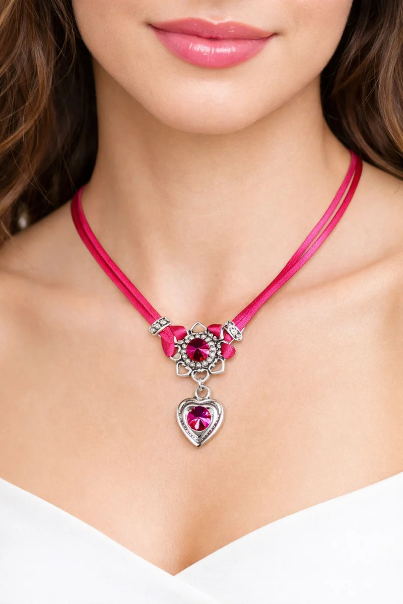 LUISIA® Halskette "Chiara" Herzblüte - Kristalle von Swarovski® | Pink