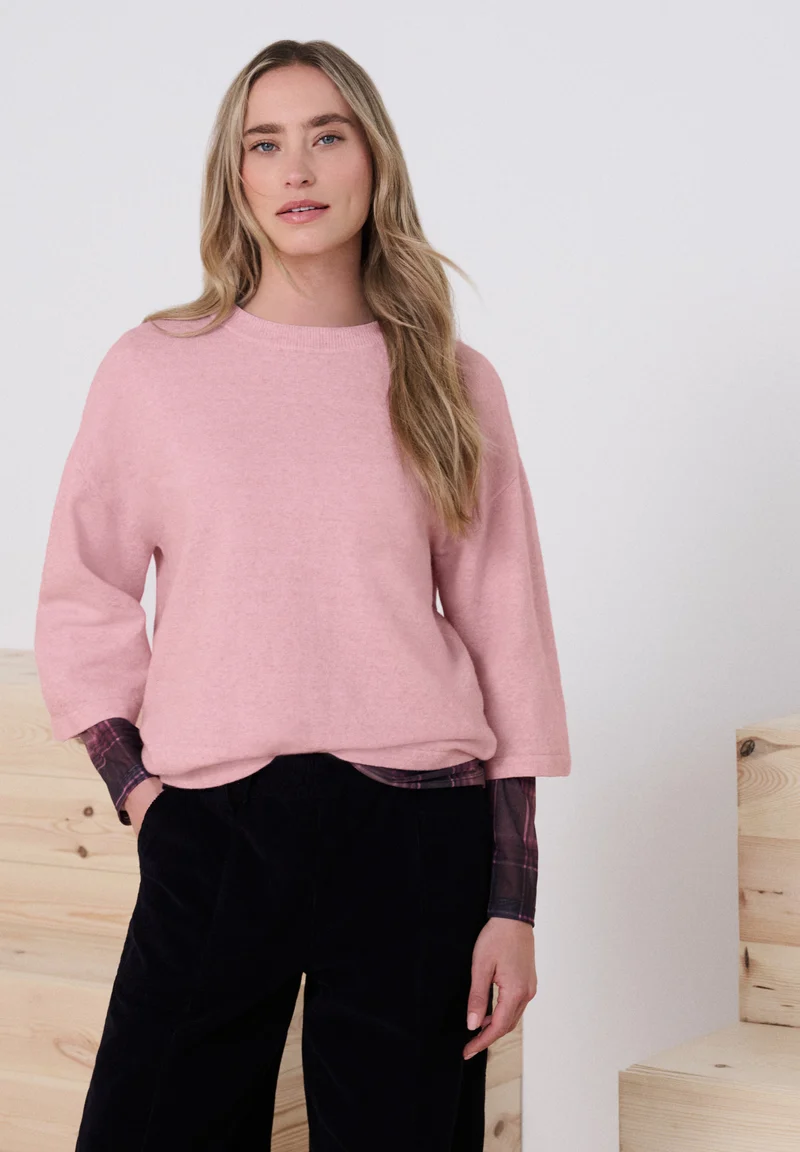 3/4-Arm Pullover mit Rundhals
