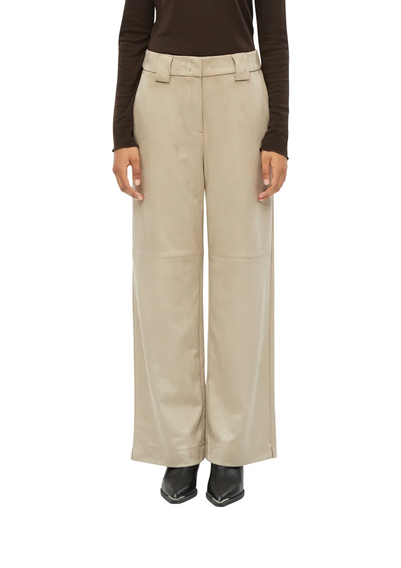 Wide-Leg-Hose in Veloursleder-Optik