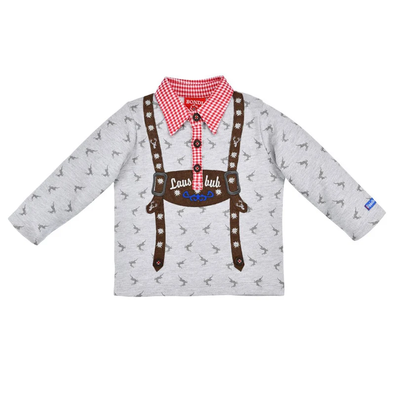 BONDI Jungen Sweatshirt "Lausbub" mit Hemdkragen 91570 | Grey Melange