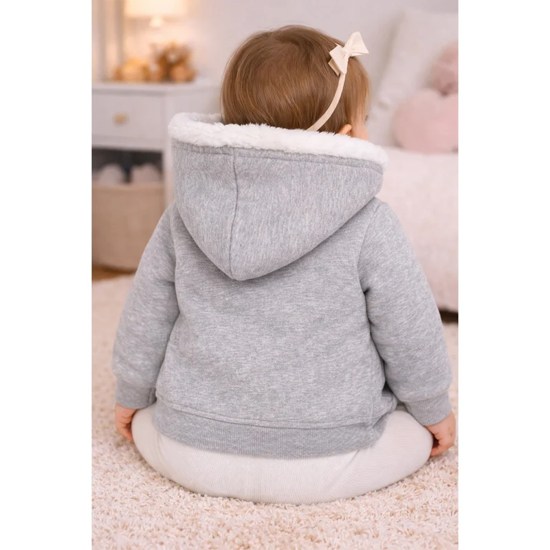 BONDI Baby Mädchen Kapuzenjacke "Wild Love" 86633 | Grey Melange