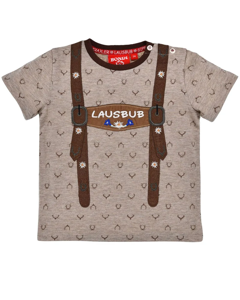BONDI Jungen T-Shirt "Hosenträger" 91715 | Beige melange