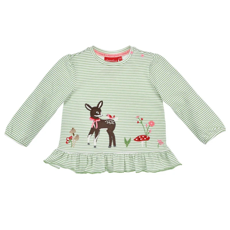 BONDI Baby Mädchen Langarmshirt "Rehkitz" 86673 | Grün/Weiß