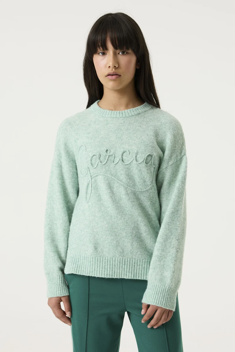 Pullover mit bestickten Textdruck