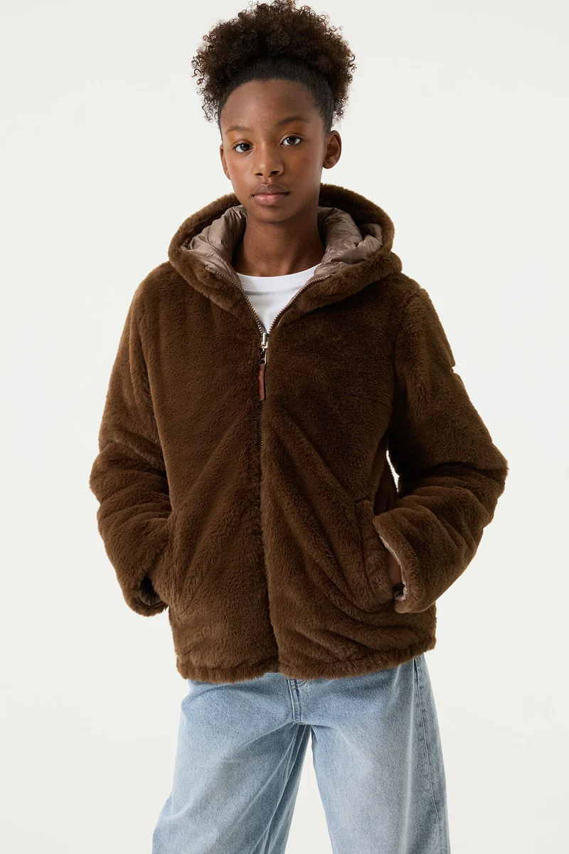 Umkehrbare Jacke aus Kunstfell