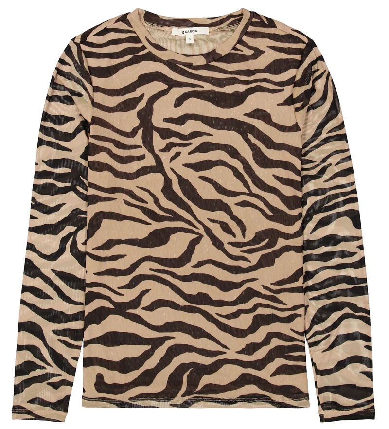 Mesh-Langarmshirt mit Allover-Print