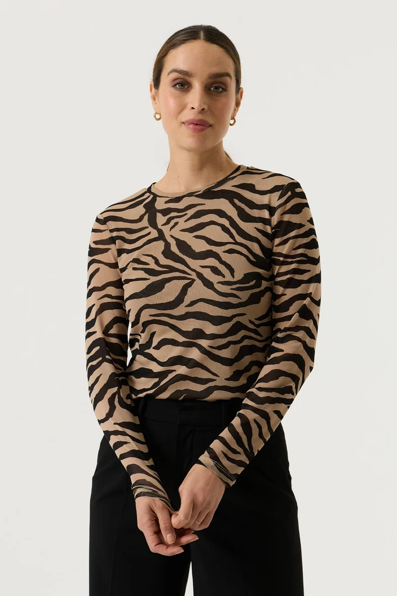 Mesh-Langarmshirt mit Allover-Print