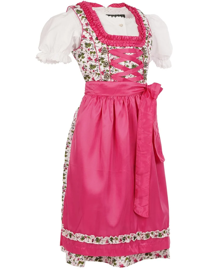 MADDOX Kinder Dirndl "Zermatt" 3-tlg. | Streublümchen Pink Weiß