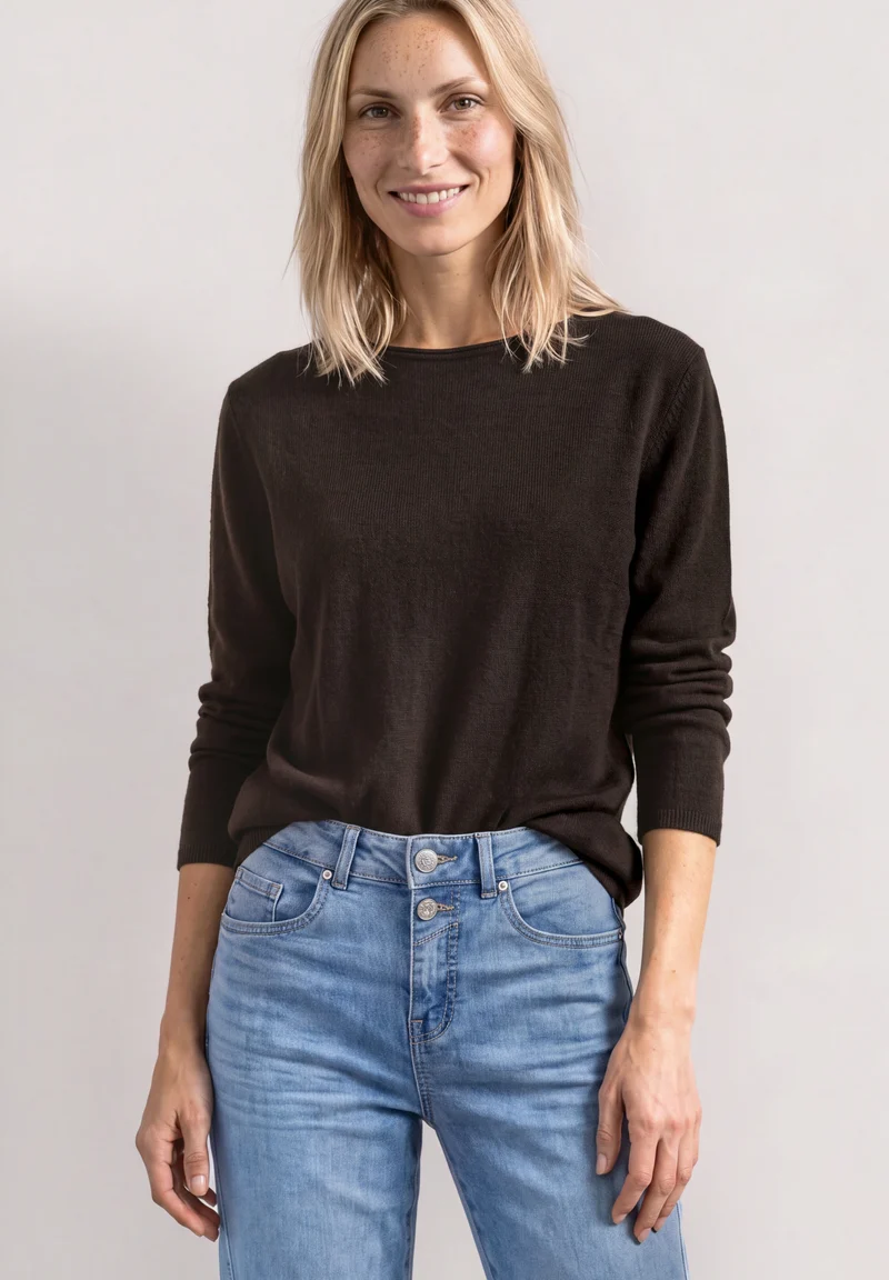 Feinstrickpullover mit Boat Neck