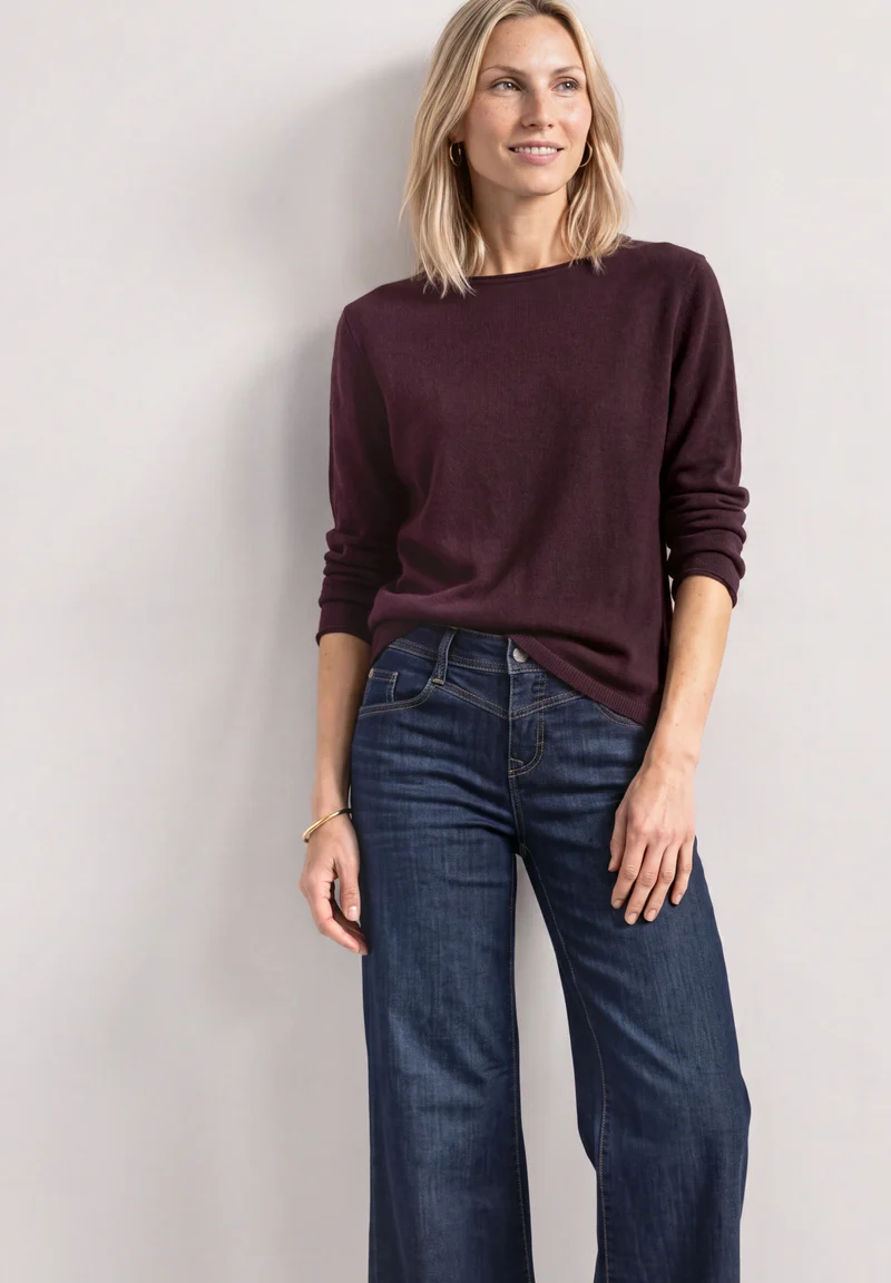Feinstrickpullover mit Boat Neck