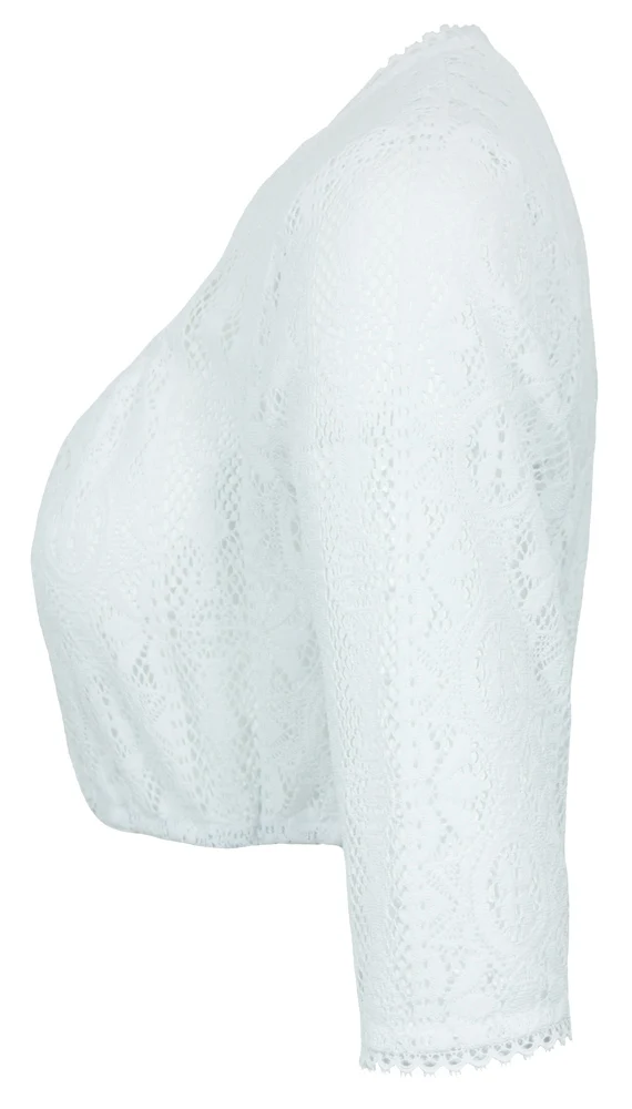 Pierre Marcel Damen Halbarm Spitzen Dirndlbluse Josy mit Herzausschnitt - Weiß