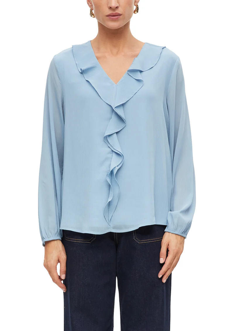 Bluse aus Crinkle-Chiffon mit Volants