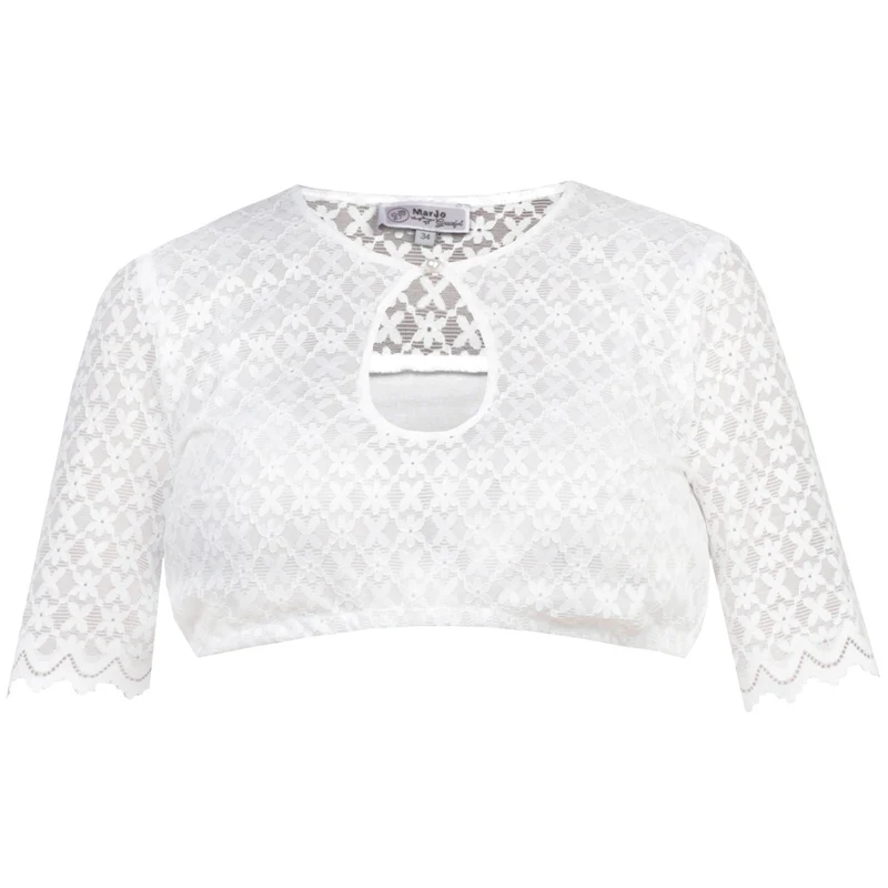 MarJo Dirndlbluse "Gisela-Anna" Lochausschnitt Halbarm | Offwhite