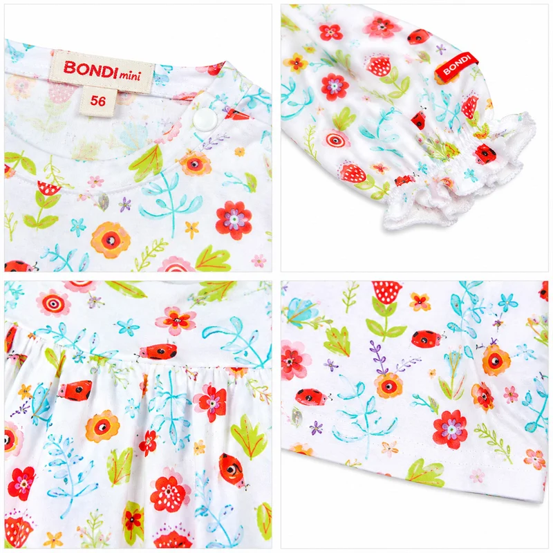BONDI Langarmshirt "Blümchen und Käfer" 93692 - Weiß / Bunt | Pullover
