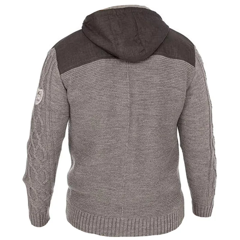 MADDOX Herren Trachten Strickjacke "Bruneck" mit Kapuze | Grau