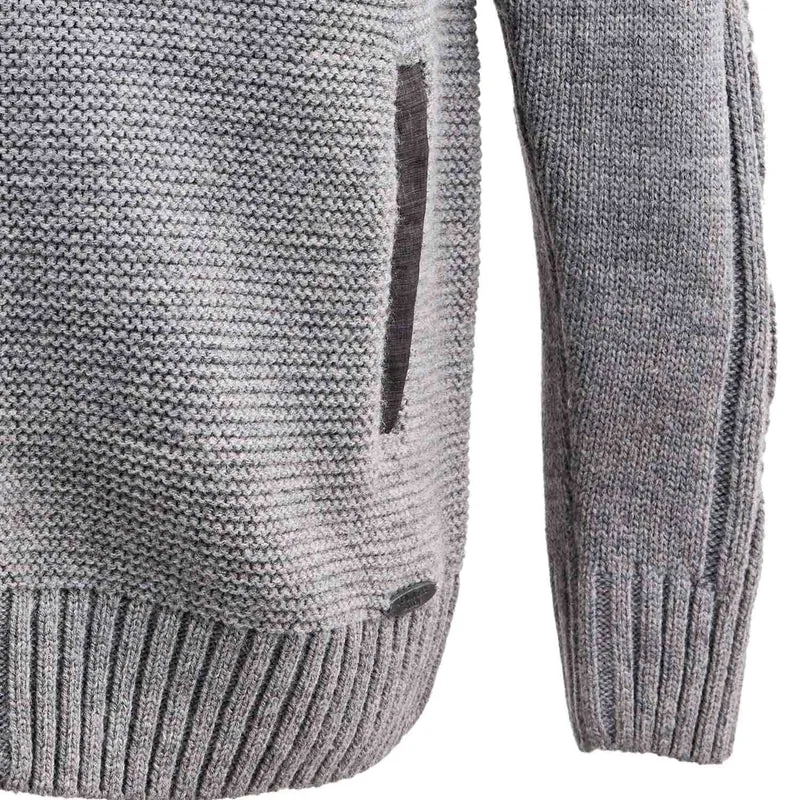 MADDOX Herren Trachten Strickjacke "Bruneck" mit Kapuze | Grau